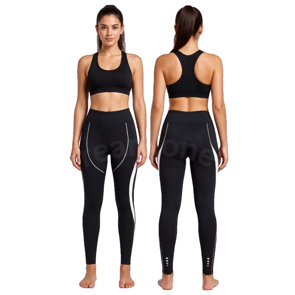 SPOEAR Women's Black/White3D Padded Compression Tight Cycling Pants Size Small